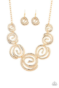 Paparazzi Jewelry Necklace Statement Swirl - Gold