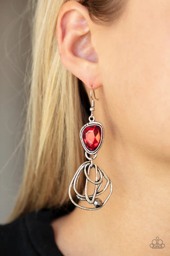 Paparazzi Jewelry Earrings Galactic Drama - Red