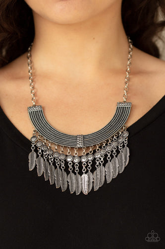 Paparazzi Jewelry Necklace Fierce in Feathers - Silver
