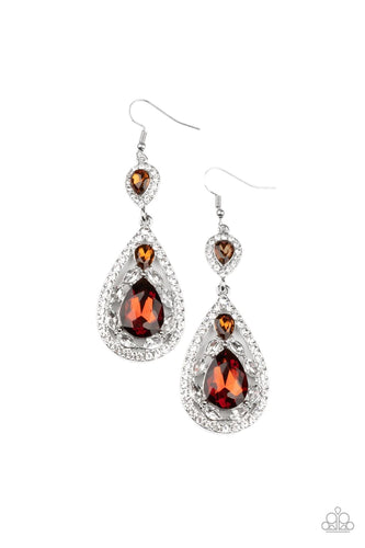 Paparazzi Jewelry Earrings Posh Pageantry - Brown