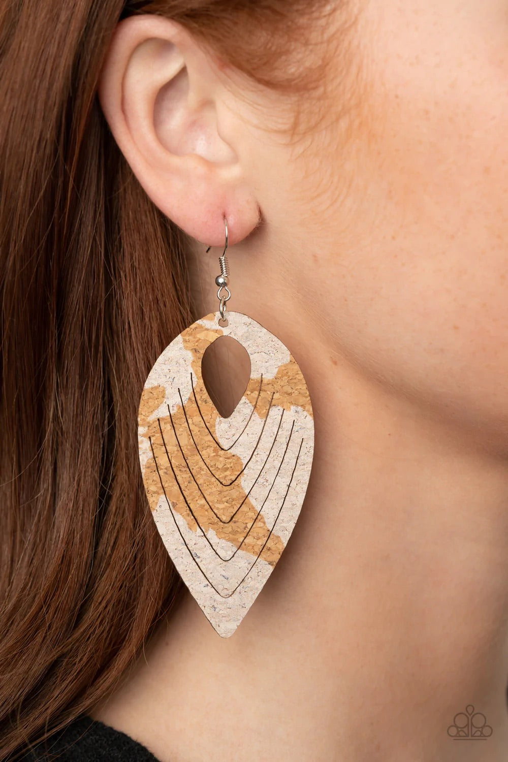 Paparazzi Jewelry Earrings Cork Cabana - White
