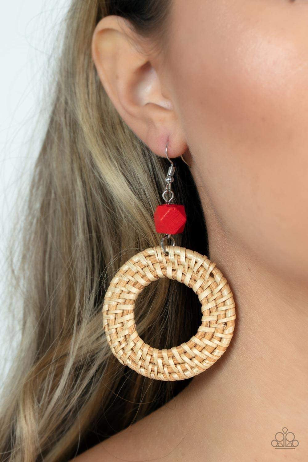 Paparazzi Jewerly Earrings Wildly Wicker - Red