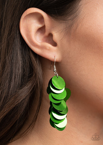 Paparazzi Jewelry Earrings Now You SEQUIN It - Green