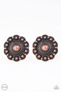 Paparazzi Exclusive Earrings Foxy Flower Gardens - Copper