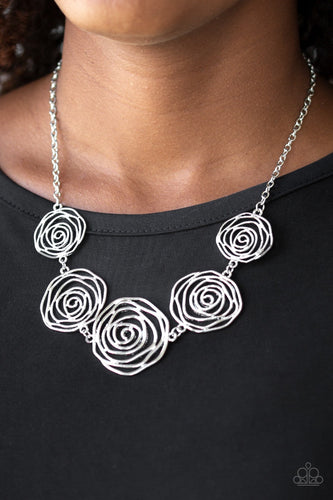 Paparazzi Jewelry Necklace Rosy Rosette - Silver/Beat Around The ROSEBUSH - Silver