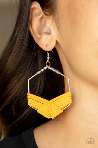 Paparazzi Jewelry Earrings Suede Solstice - Yellow