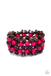 Paparazzi Jewelry Wooden Tahiti Tourist - Pink