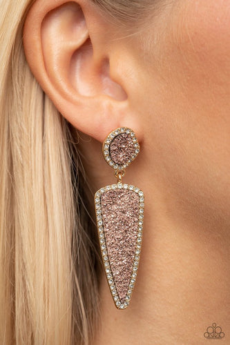 Paparazzi Jewelry Earrings Druzy Desire - Gold
