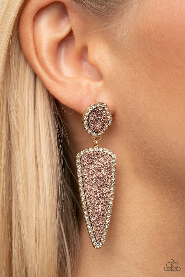Paparazzi Jewelry Earrings Druzy Desire - Gold