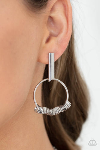 Paparazzi Jewelry Earrings Set Into Motion - Silver