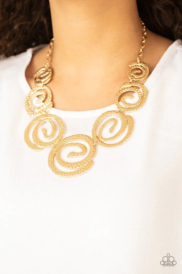 Paparazzi Jewelry Necklace Statement Swirl - Gold