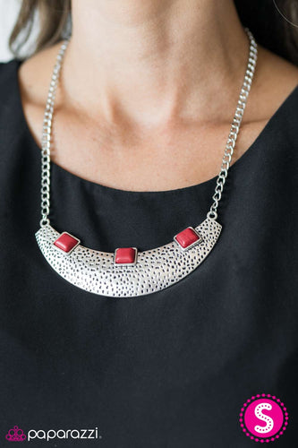 Paparazzi Jewelry Necklace Fierce Fascination - Red