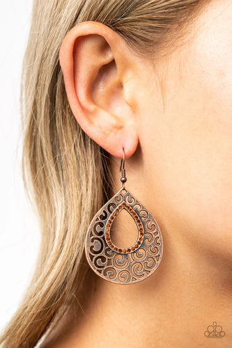 Paparazzi Jewelry Earrings Airy Applique - Copper