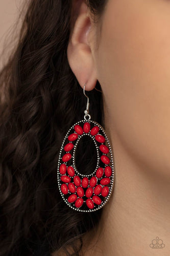 Paparazzi Jewelry Earrings Beaded Shores - Red