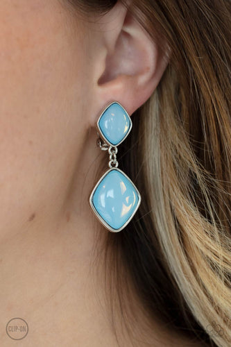 Paparazzi Jewelry Earrings Double Dipping Diamonds - Blue