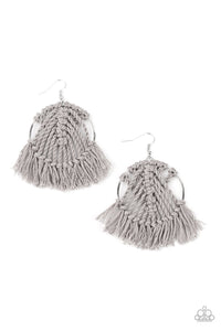Paparazzi Jewelry Earrings All About Macrame Silver