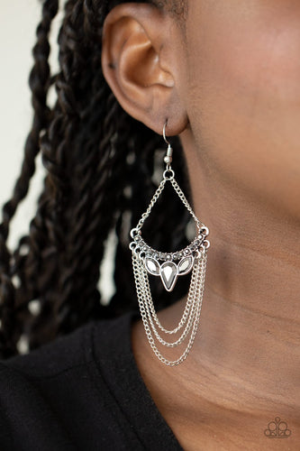 Paparazzi Jewelry Earrings Burst Into TIERS - Silver