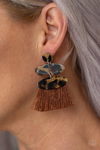 Paparazzi Jewelry Earrings No One Likes A Cheetah - Brown