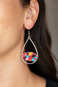 Paparazzi Jewelry Earrings Tropical Terrazzo - Red