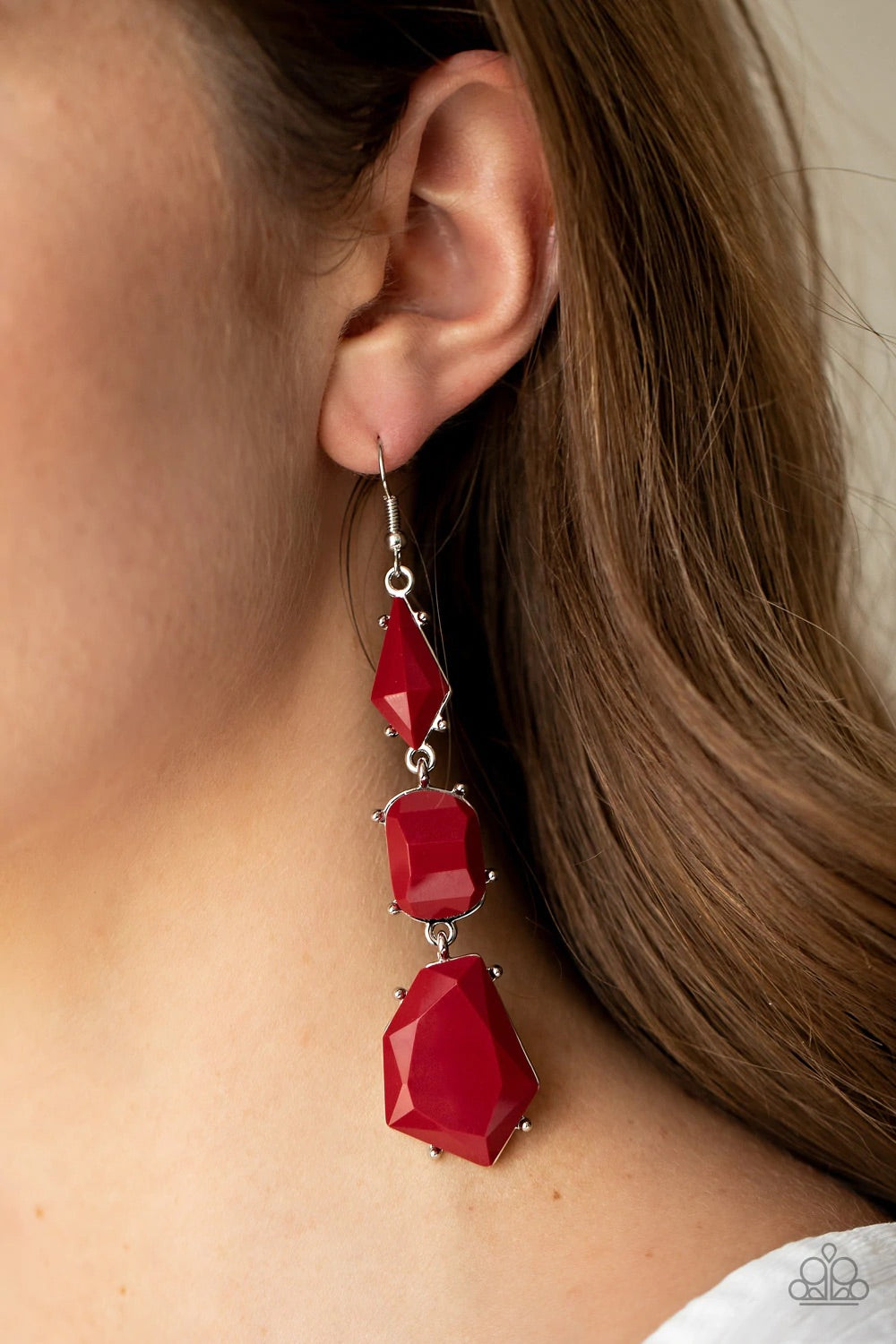 Paparazzi Jewelry Earrings Geo Getaway - Red