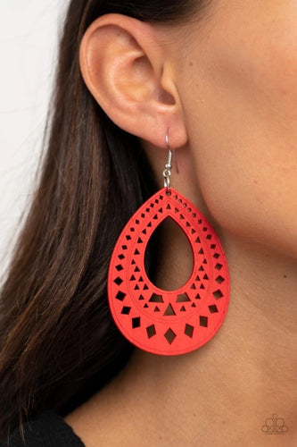Paparazzi Jewelry Earrings Belize Beauty - Red