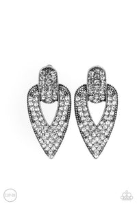 Paparazzi Jewelry Earrings Blinged Out Buckles - White