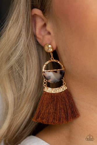 Paparazzi Jewelry Earrings Tassel Trot - Brown