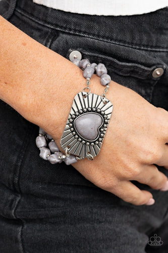 Paparazzi Jewelry Bracelet Sandstone Sweetheart - Silver