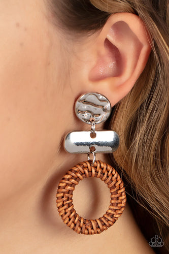 Paparazzi Jewelry Earrings Woven Whimsicality - Brown