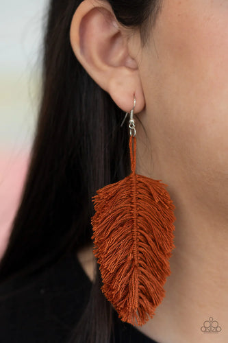 Paparazzi Jewelry Earrings Hanging by a Thread - Brown