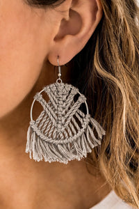Paparazzi Jewelry Earrings All About Macrame Silver