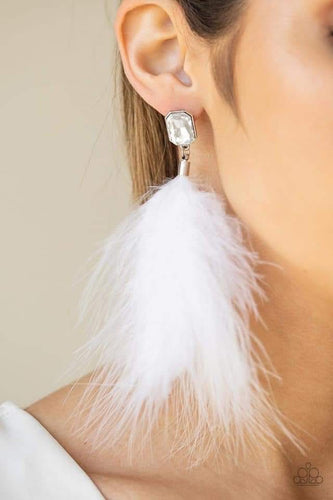 Paparazzi Jewelry Earrings The SHOWGIRL Must Go On! - White