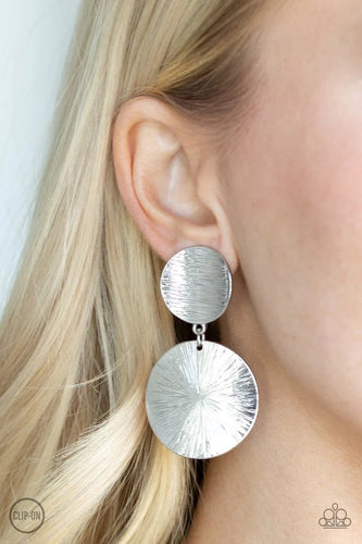 Paparazzi Exclusive Earrings BRIGHT On Cue - Silver