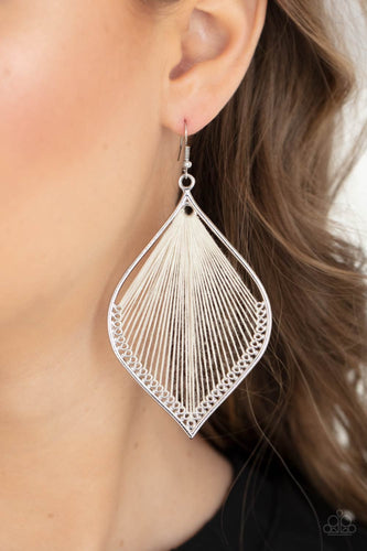 Paparazzi Jewelry Earrings String Theory - White