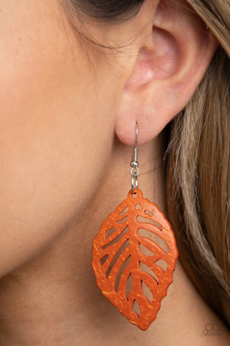 Paparazzi Jewelry Wooden LEAF Em Hanging - Orange