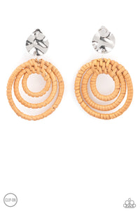Paparazzi Jewelry Earrings Whimsically Wicker - Brown