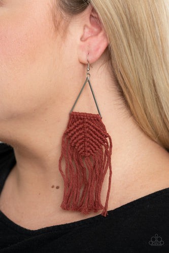 Paparazzi Jewelry Earrings Macrame Jungle - Brown