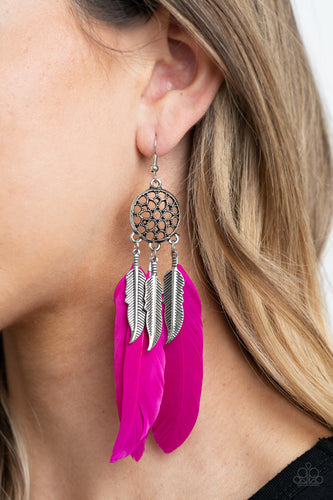 Paparazzi Jewelry Earrings In Your Wildest DREAM-CATCHERS - Pink