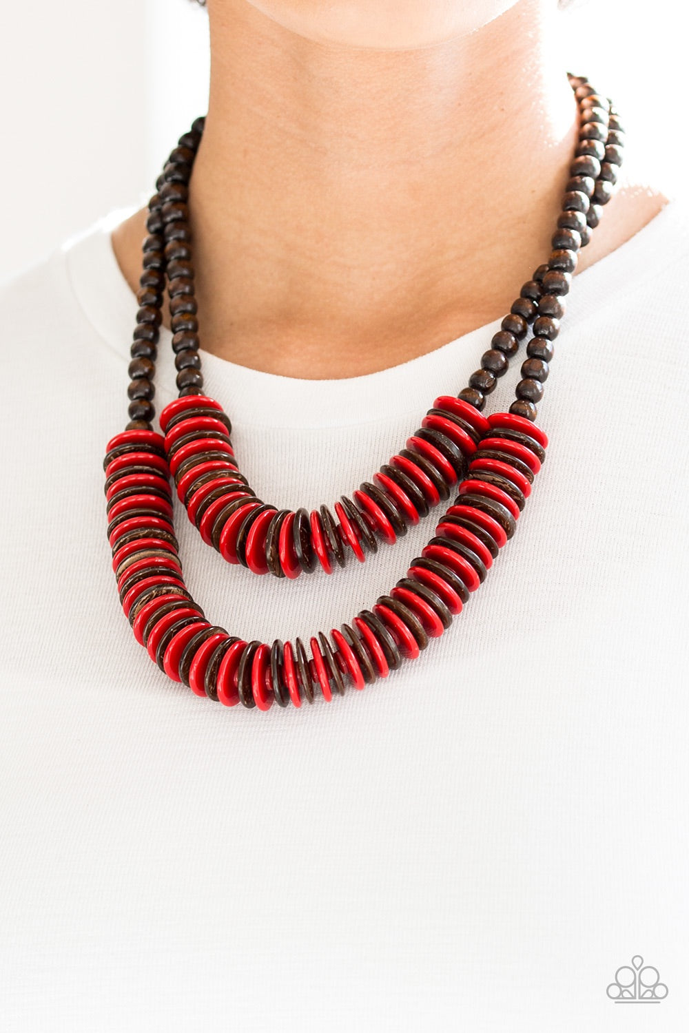 Paparazzi Jewelry Wooden Dominican Disco - Red