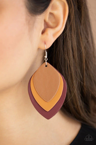 Paparazzi Jewelry Earrings Light as a LEATHER - Red