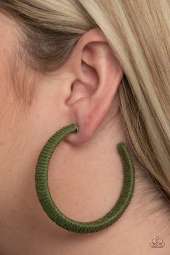 Paparazzi Jewelry Earrings TWINE and Dine-green hoops