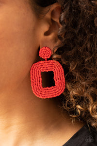 Paparazzi Jewelry Earrings Beaded Bella - Red