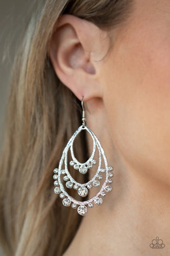 Paparazzi Jewelry Earrings Break Out In TIERS - White