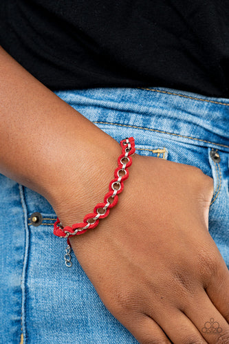 Paparazzi Jewelry Bracelet SUEDE Side to Side - Red