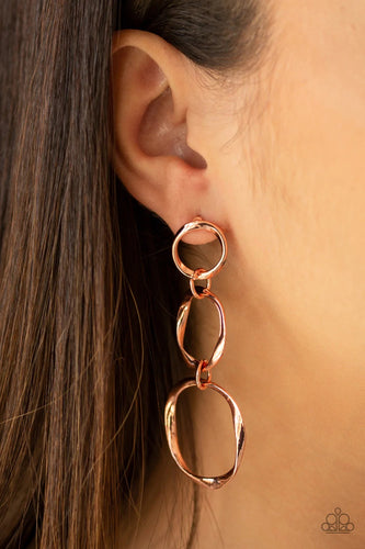 Paparazzi Jewelry Earrings Three Ring Radiance - Copper