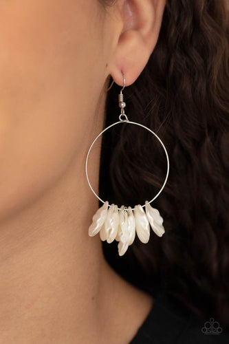Paparazzi Jewelry Earrings Sailboats and Seashells - White
