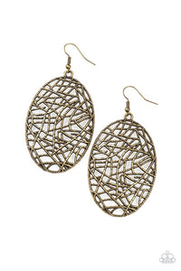 Paparazzi Jewelry Earrings Way Out of Line - Brass
