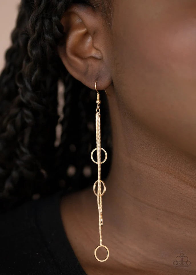 Paparazzi Jewelry Earrings Full Swing Shimmer - Gold