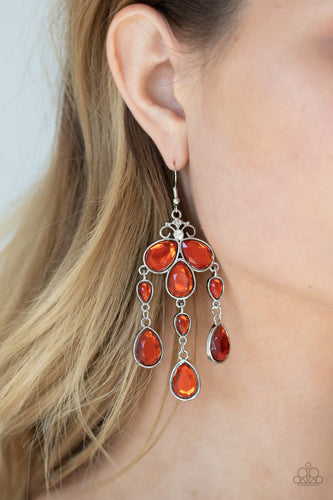 Paparazzi Jewelry Earrings Clear The HEIR - Orange