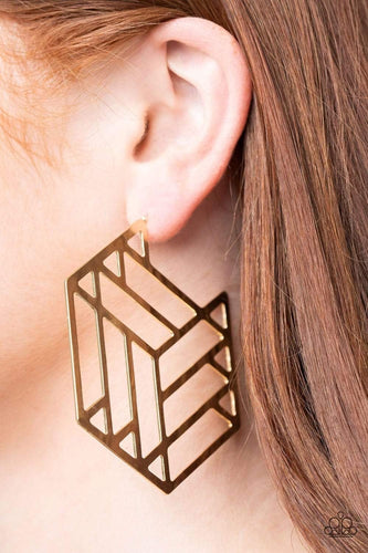 Paparazzi Jewelry Earrings Gotta Get GEO-ing - Gold Hoop